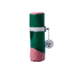 Repurposed Plastic Round Pencil Case - Pink and Green