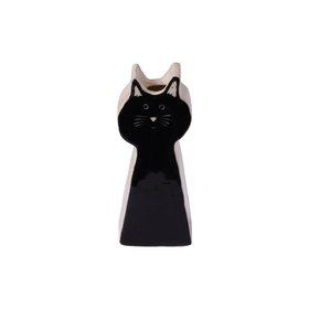 Black Cat Stoneware Vase