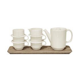 Earthenware and Wood Tea Set – 4 Persons
