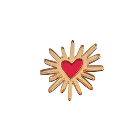 Shining Heart Brooch in Gold and Red