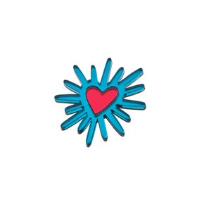 Shining Heart Brooch in Teal and Red