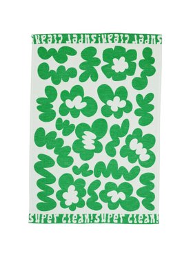 Green Super Clean Flowers Cotton Tea Towel