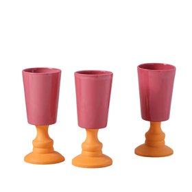 Pink and Orange Porcelain Goblets