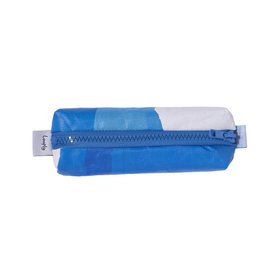 Repurposed Plastic Pencil Case - Blue and White