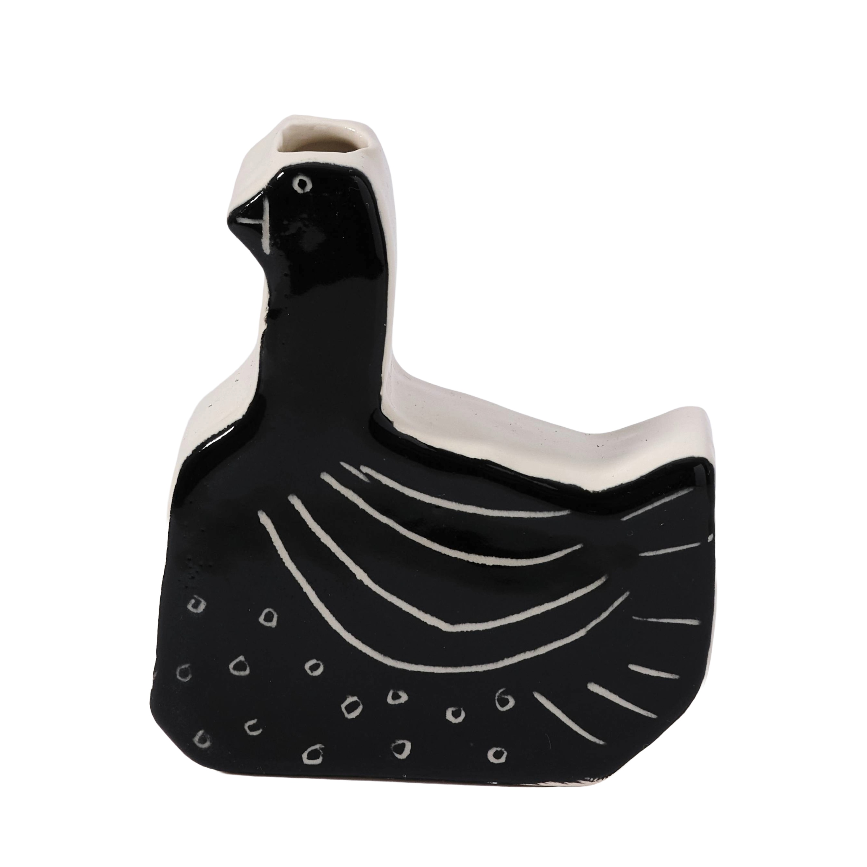 Black Stoneware Bird Vase