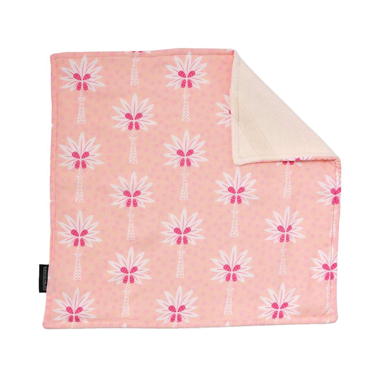Organic Cotton Face Towel in Pink Palms Print