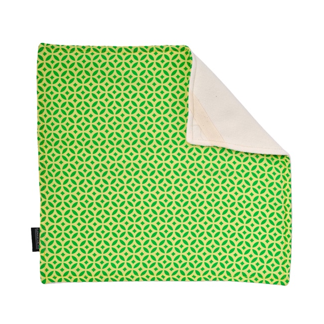 Organic Cotton Face Towel in Green and Yellow Tile Print