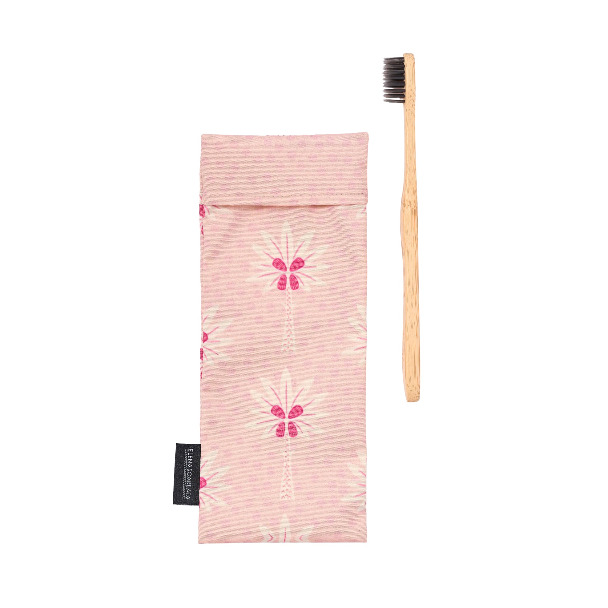 Toothbrush Travel Pouch in Pink Palms Print