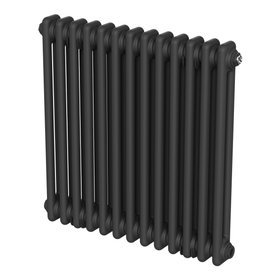 Flomasta 600mm x 785mm Black Horizontal 2 Column Radiator