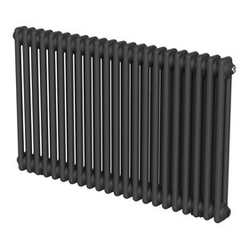 Flomasta 600mm x 1010mm Black Horizontal 2 Column Radiator