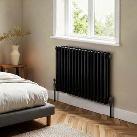 Flomasta 600mm x 785mm Black Horizontal 3 Column Radiator