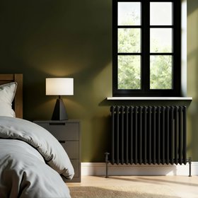 Flomasta 600mm x 785mm Black Horizontal 3 Column Radiator