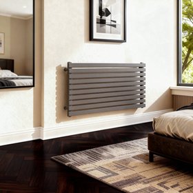 Flomasta 600mm x 1200mm 2626BTU Anthracite Horizontal Designer Radiator