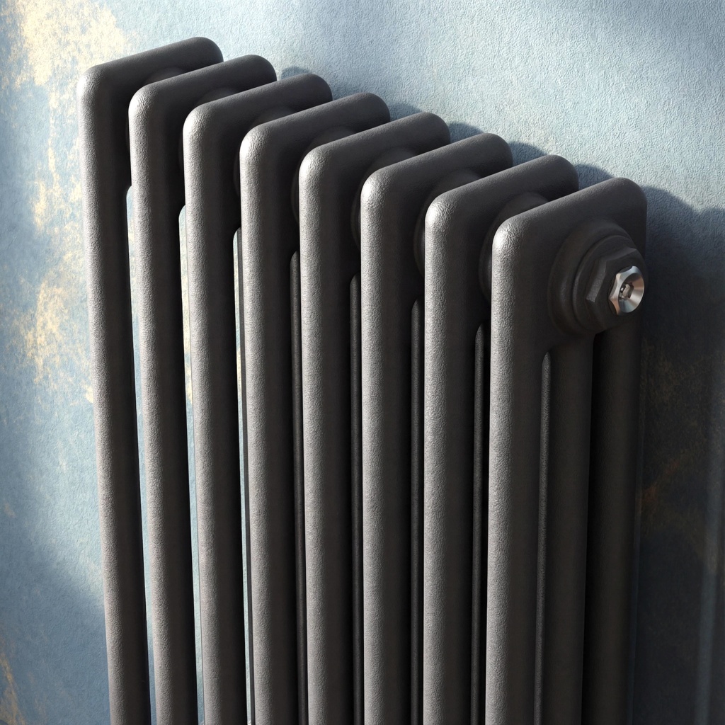 360° View Flomasta Flomasta 1800mm x 380mm 4520BTU Anthracite Vertical 3 Column Radiator