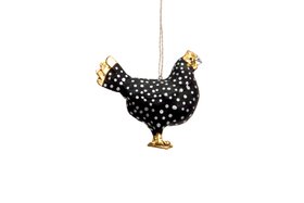 Black, Gold & Silver Polka Dot Hen Decoration