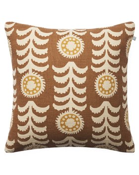 Printed linen cushion - Brown