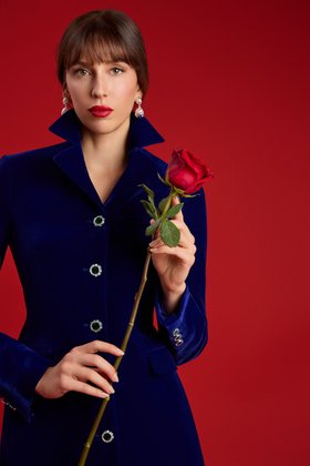 FEMPONIQ Velvet Tailored Blazer Dress - Royal Blue