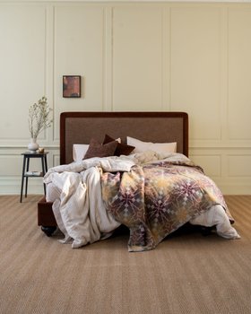Clay Bed in Aqua Velvet Hearth + Mineral Basket