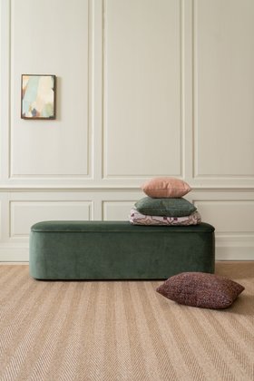 Felix Storage Ottoman in Aqua Velvet, Fjord