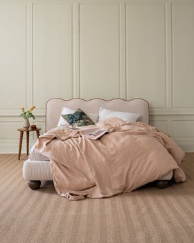 Leni King Size Bed in Mariola Stripe, Butterscotch