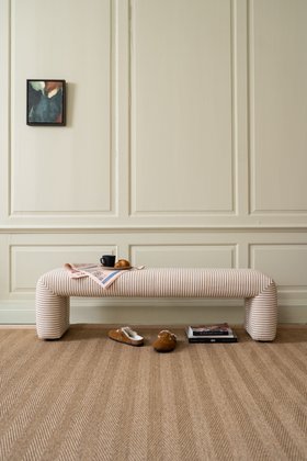 Leni Ottoman in Mariola Stripe Ganache