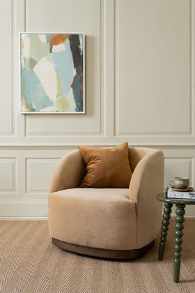 Romi Chair in Aqua Velvet, Crumb