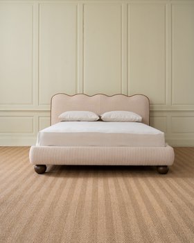 Leni King Size Bed in Mariola Stripe, Butterscotch