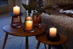 LSA International Beacon Lantern/Vase - H14cm - Taupe/Jet Black