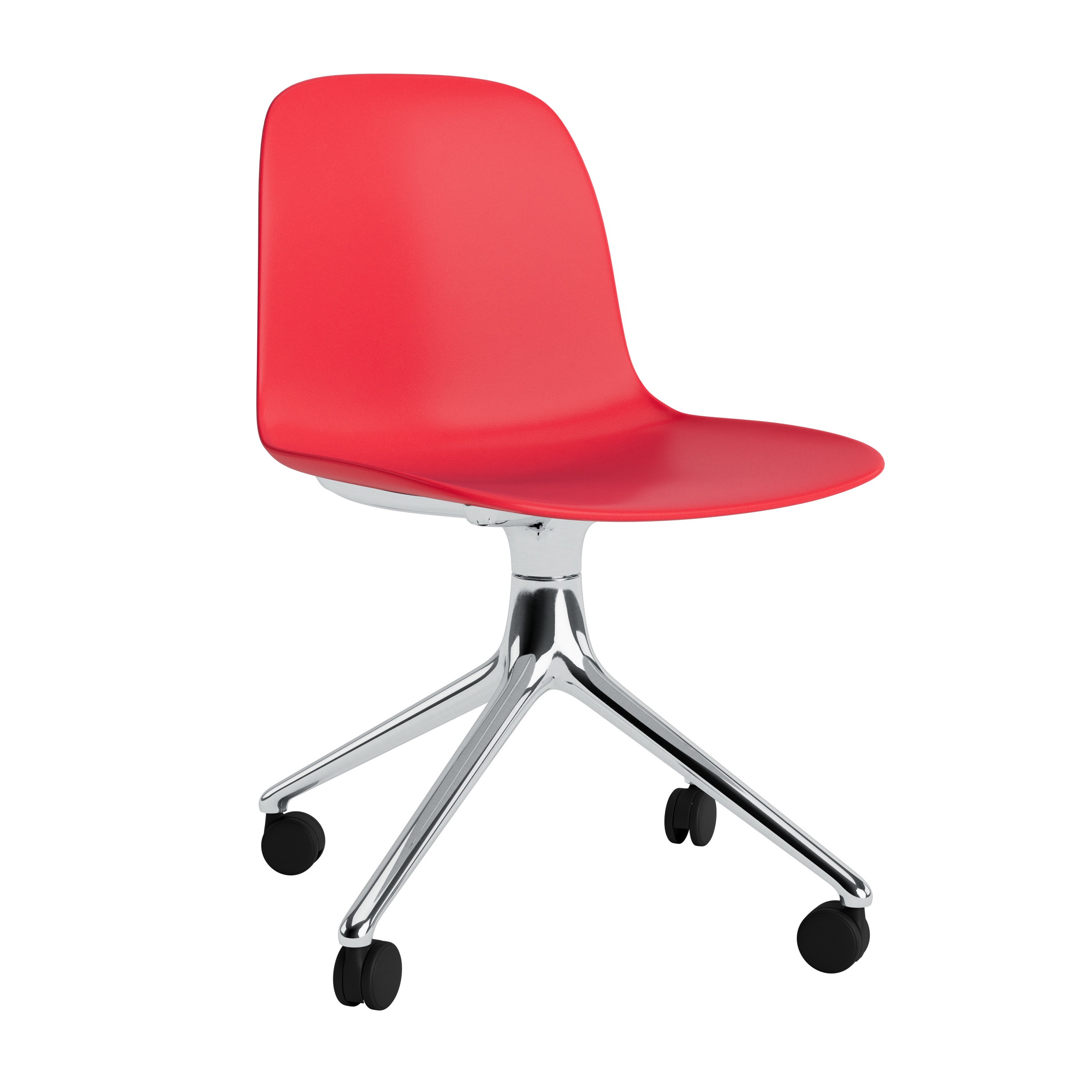 Form Chair Swivel | 4 Wheel | Bright Red | Aluminium Legs