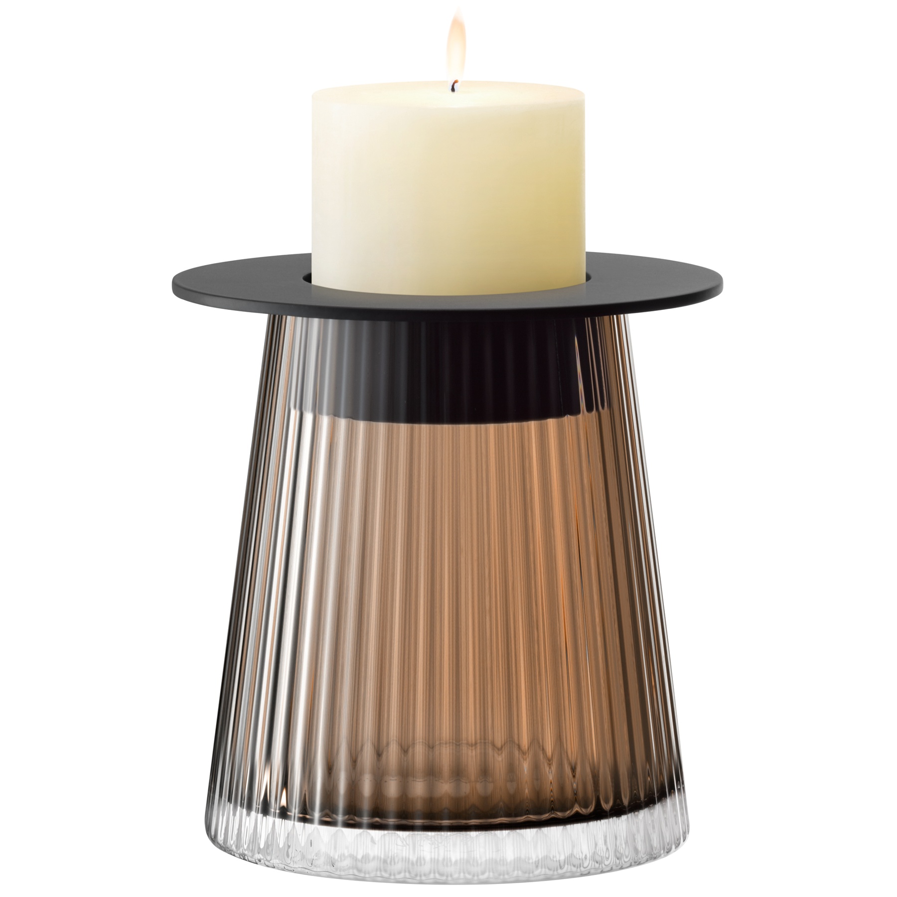 LSA International Beacon Lantern/Vase - H14cm - Taupe/Jet Black