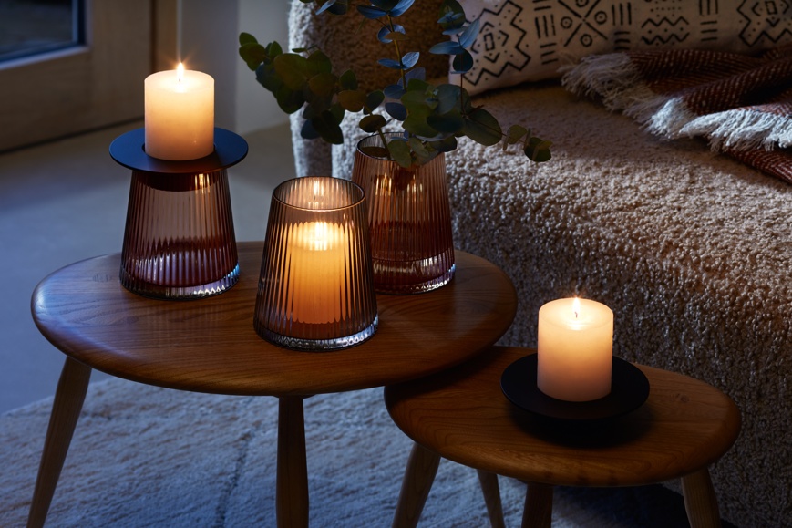 LSA International Beacon Lantern/Vase - H14cm - Taupe/Jet Black