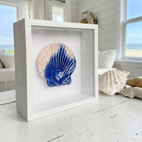 Coastal Décor - Handcrafted Porcelain Glazed Shells: Blue Horizon
