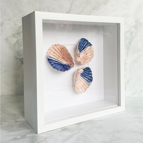 Coastal Decor - Shell Wall Art of Handcrafted Porcelain Glazed Shells: Coastal Blues