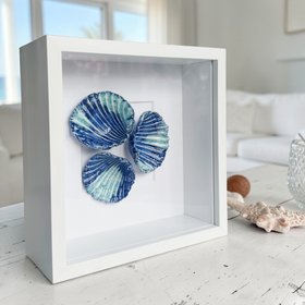Textured Coastal Wall Art of Handcrafted Porcelain Glazed Shells: Seafoam Shells