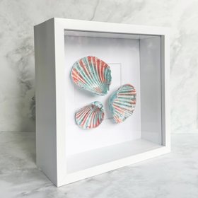 Coastal Wall Art of Handcrafted Porcelain Glazed Shells: Harbour Sunrise