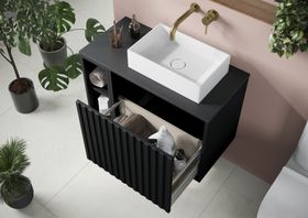 Alfie 800 Cabinet with Open Storage - matt black