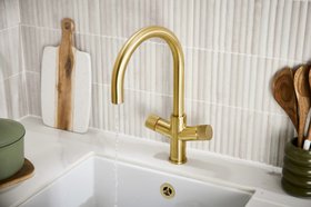 KoGE 3-in-1 Swan Spout Hot Water Tap | Brushed Brass