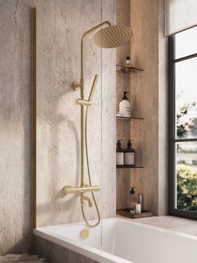 Middleton Round Rigid Riser Shower Inc. Easykit - Brushed Brass