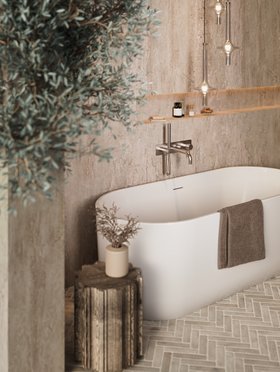 Wall Mounted Bath Shower Mixer & Handset - Brushed Nickel