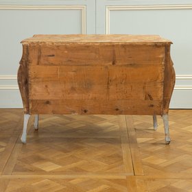 Late 19th C. Venetian Chest Painted in Chinoiserie Style of Blue & Yellow Ochres