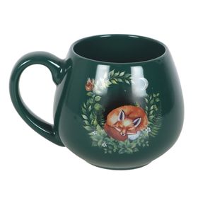 Green Sleeping Fox Rounded Mug