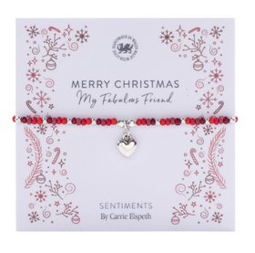 Sentiments Fabulous Friend Red & Silver Bracelet by Carrie Elspeth