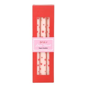 Set of 3 Love Heart Taper Candles