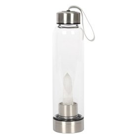 Clear Quartz Energising Glass Water Bottle