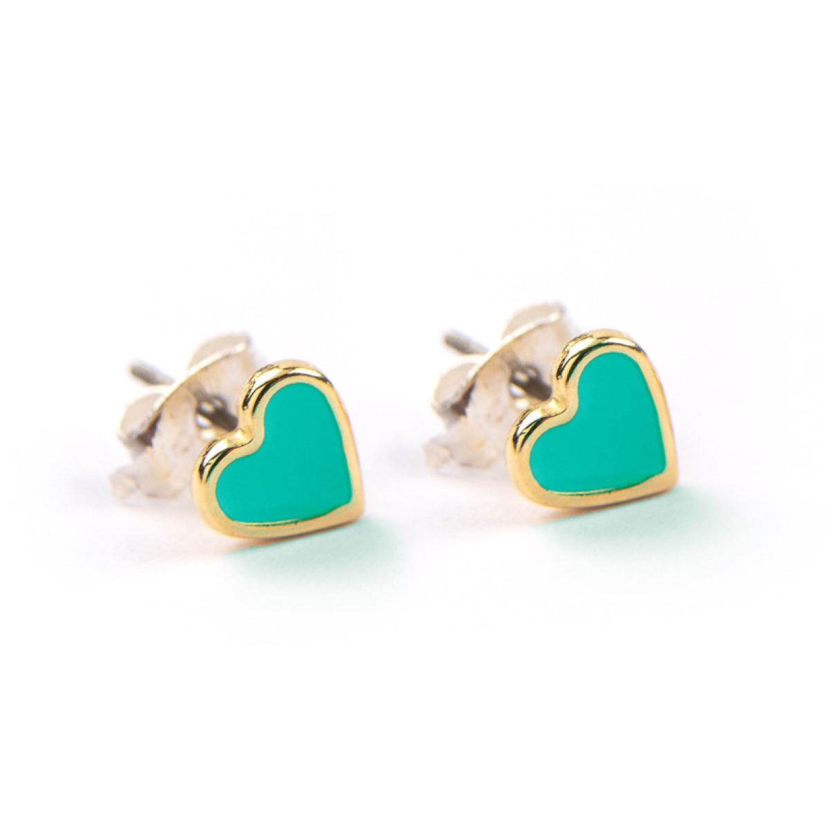 Aqua Enamel Heart Stud Earrings by Carrie Elspeth