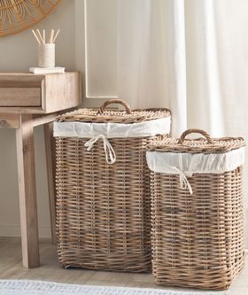 Medan Grey Kubu Lined Baskets S/2