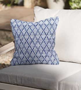 Indoor Outdoor Recycled Denim Blue Ikat Design Scatter Cushion