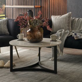 Earl White Marble & Black Coffee Table