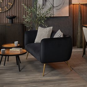 Andrea Black Velvet Sofa