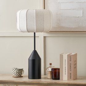 Otis Black and Natural Linen Structured Table Lamp